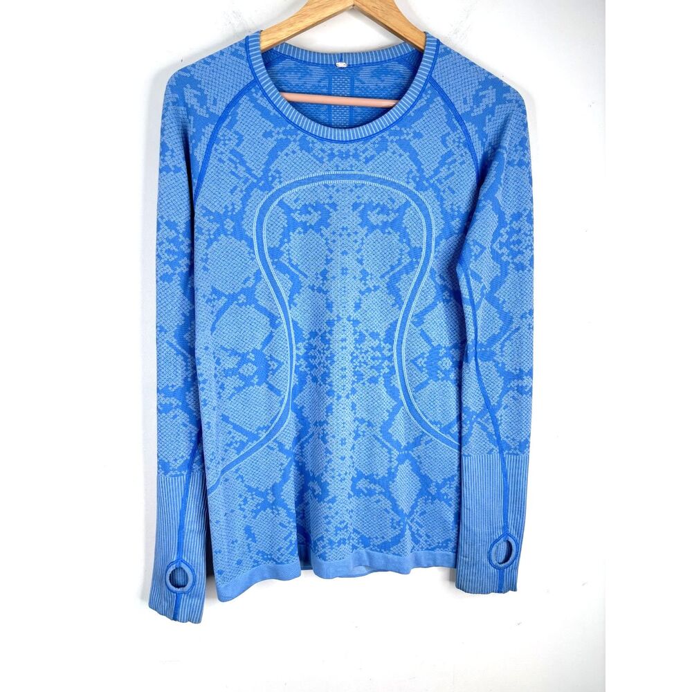 Lululemon Swiftly Tech 12 Pipe Dream Blue Snake Snakeskin RARE Long Sleeve Run
